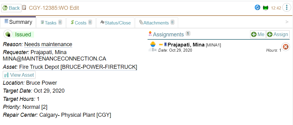 Work Order Example